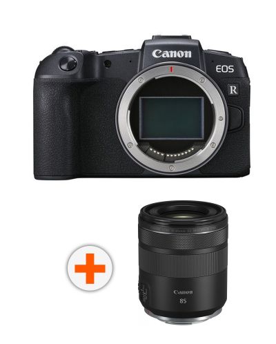 Безогледален фотоапарат Canon - EOS RP, 26.2MPx, черен + Обектив Canon - RF 85mm f/2 Macro IS STM - 1